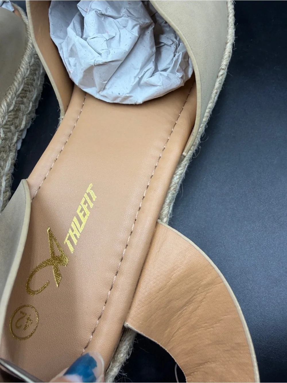 Beige Espadrille Platform Sandals with Ankle Buckle